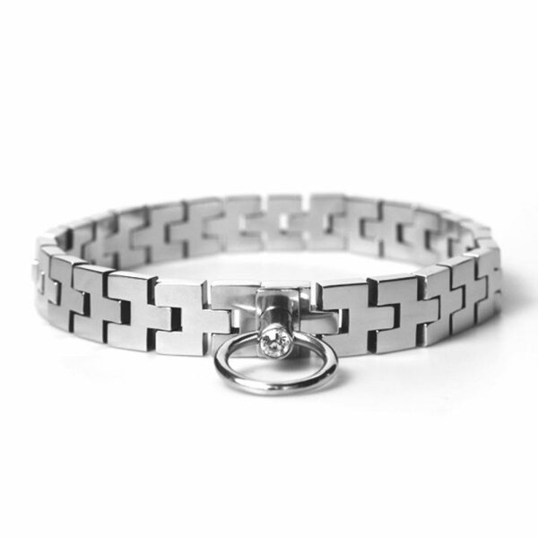 Stainless Steel Watch Band Collar With Gem Lock