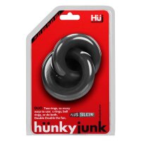 H&uuml;nkyjunk Cock &amp; Ball Rings Duo-Linked Black Tar
