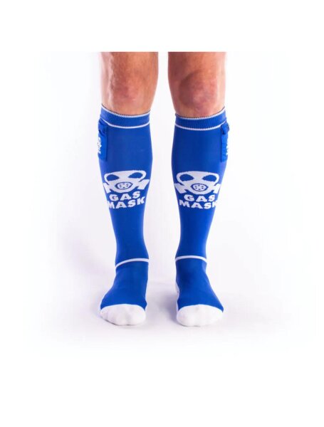 BRUTUS GAS MASK Party Socks w. Pockets Blue/White