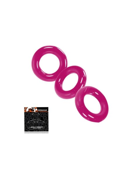 Oxballs Willy Cock Ring 3-Pack - Hot Pink