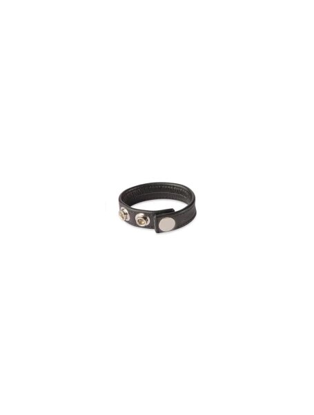 Black Label 3 Snap Leather Cockring Black