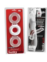 H&uuml;nkyjunk Cockring 3-Pack - White Ice + Clear