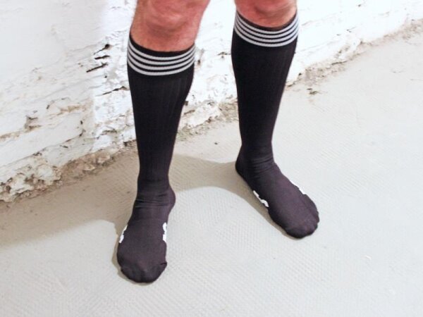 R&amp;Co Football Socks + Stripes 2.0 - Black/White