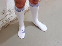 R&Co Football Socks + Stripes 2.0 - White/Blue