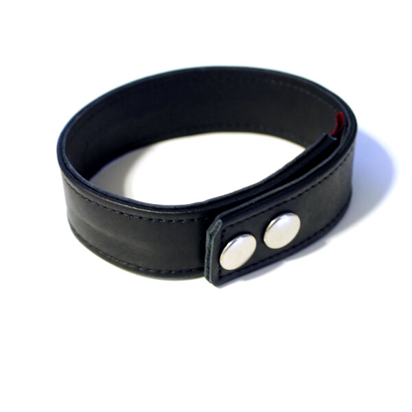 R&Co Leather Biceps Band Plain Black 3 cm