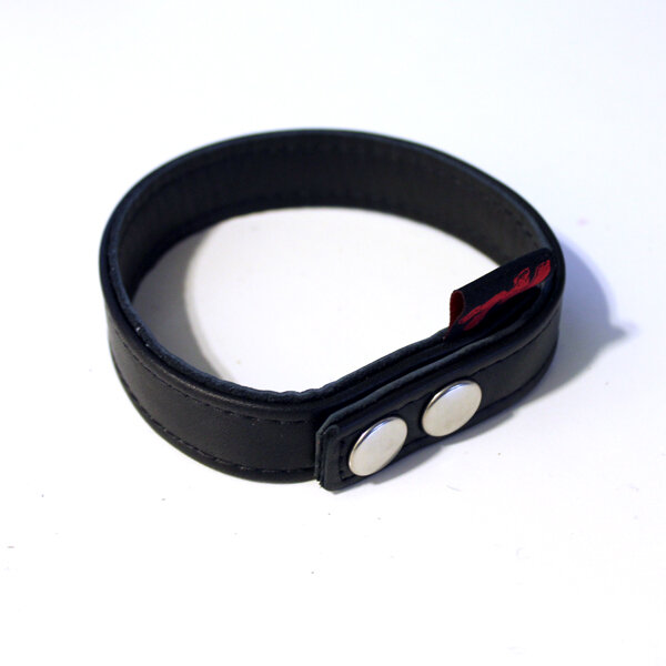 R&Co Leather Biceps Band Plain Black 2 cm