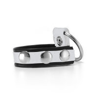 Leather Cockstrap with Penis Ring Black/White