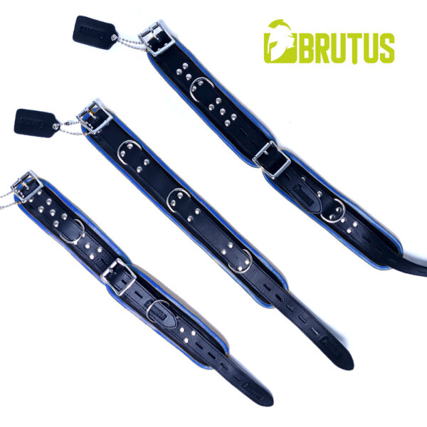 BRUTUS Leather Collar Black/Blue