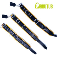 BRUTUS Leather Collar Black/Yellow