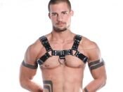 R&Co H-Harness in Soft Leather Black with Piping