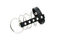 Black PU Leather Cockring with Metal Shaft Support - 45 mm