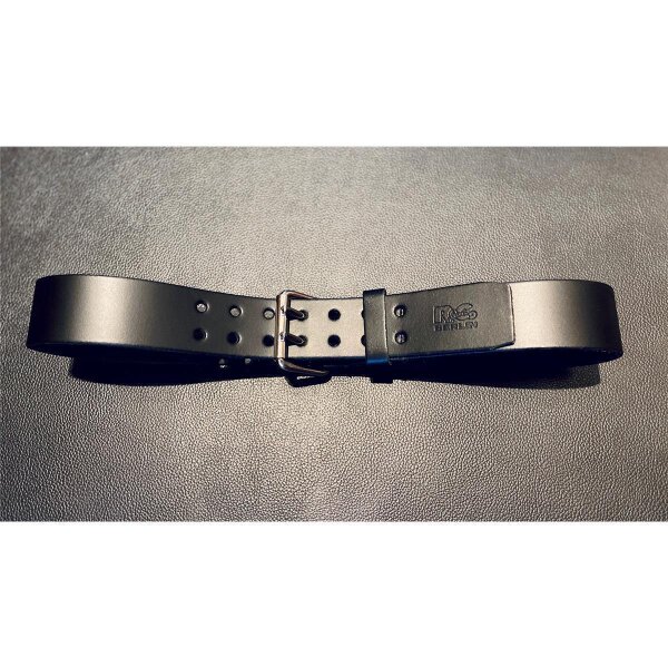R&Co Leather Belt 5 cm With Double Buckle Black