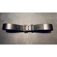 R&amp;Co Leather Belt 5 cm With Double Buckle Black