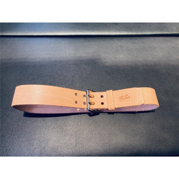R&Co Leather Belt 5 cm With Double Buckle Natural Brown