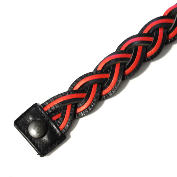 R&amp;Co Leather Plaited Lanyard