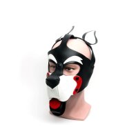 665 Playful Pup Hood Black/White/Red