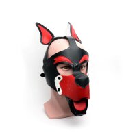 665 Playful Pup Hood Black/Red/White