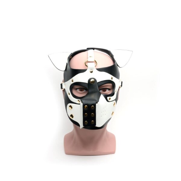 665 Bondage Pup Hood Black/White