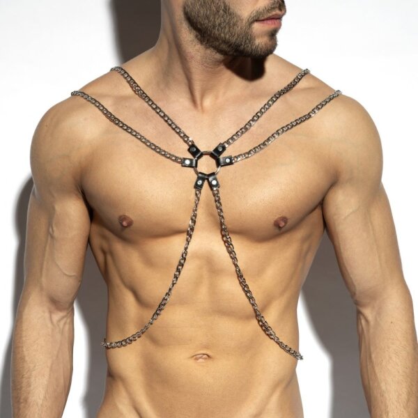 ES Collection AC205 Chain Body Harness Black