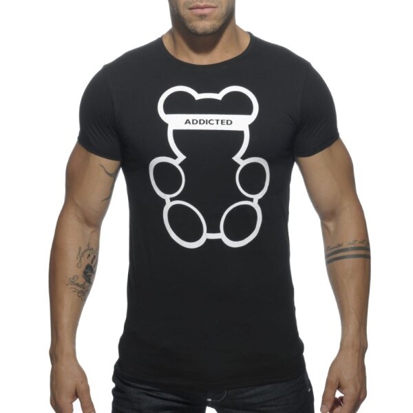 Addicted AD424 Bear Round Neck T-Shirt Black