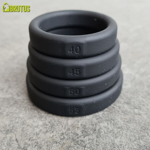 BRUTUS Flat Slick Silicone Cockring Black  50 mm