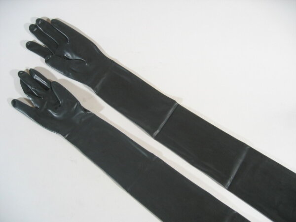 Rubber Gloves Shoulder Length Black L