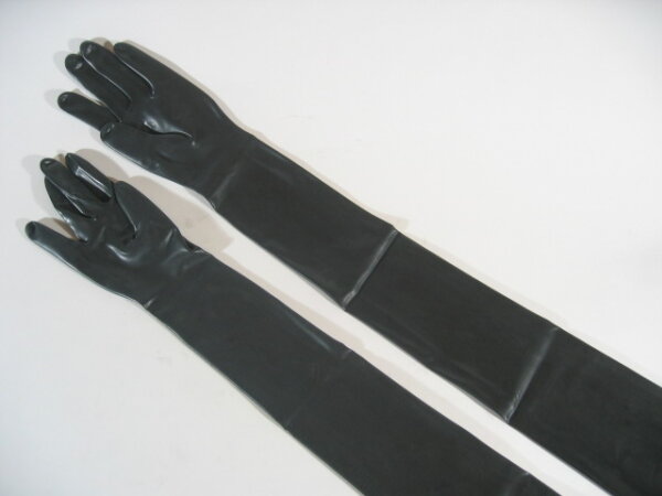 Rubber Gloves Shoulder Length Black S