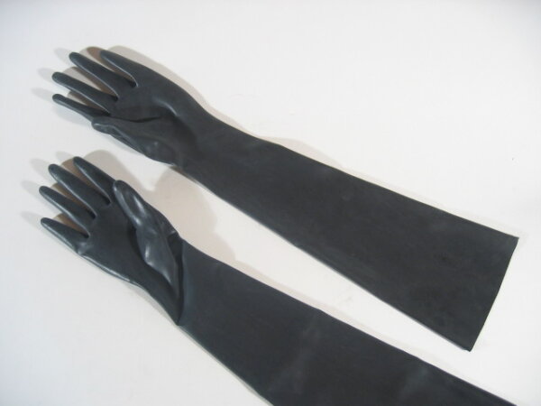 Rubber Gloves Elbow Length Black L