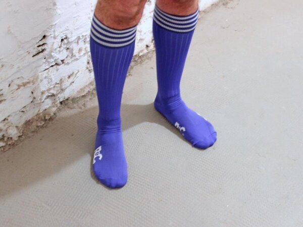 R&Co Football Socks + Stripes - Blue/White