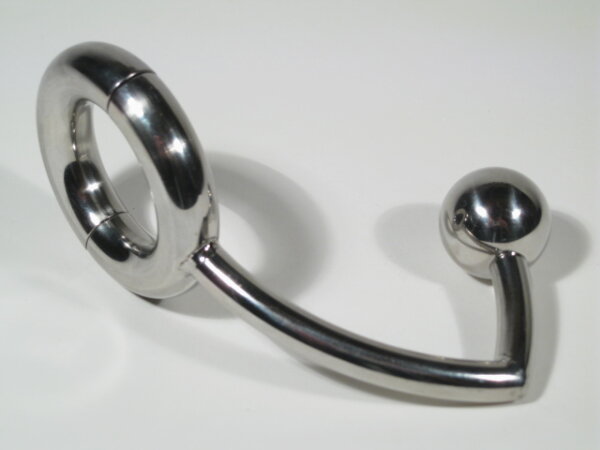 Stainless Steel Splitable Cock Ring With Anal Ball 30 mm Wide Ø 42 mm