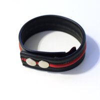 R&amp;Co Leather Biceps Band Black 3 cm + 1 Piping Red