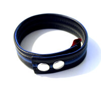 R&amp;Co Leather Biceps Band Black 3 cm + 1 Piping Blue
