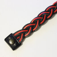 R&amp;Co Leather Plaited Lanyard Red/Black