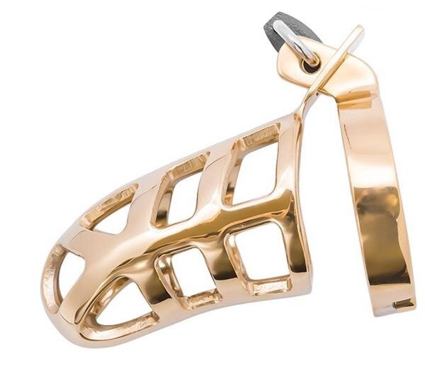 Brutal Stainless Steel Chastity Cage - Gold Plated