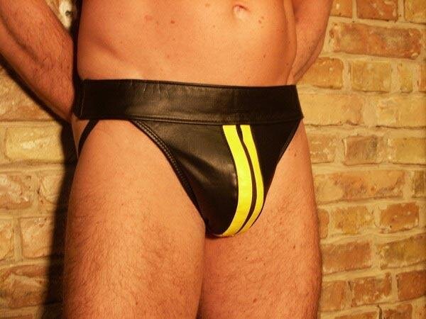 R&Co Jockstrap with Front Zip + Stripes Yellow