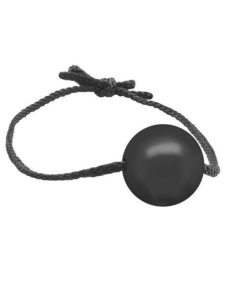 Black Label Gag with Leather Strings - Silicon Ball Ø 50 mm - Black