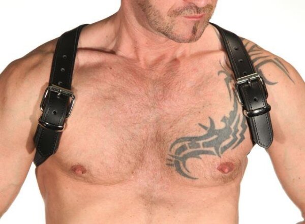 R&Co Shoulder Harness in Soft Leather Black + Piping Black Small