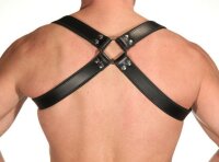 R&amp;Co Shoulder Harness in Soft Leather Black + Piping Black Small