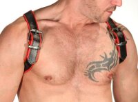 R&amp;Co Shoulder Harness in Soft Leather Black + Piping Red Standard Size