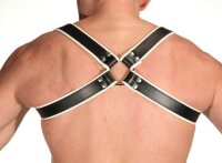 R&amp;Co Shoulder Harness in Soft Leather Black + Piping White Standard Size