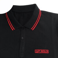 Capt. Berlin Polo-Shirt Black + Stripes Red XS