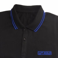 Capt. Berlin Polo-Shirt Black + Stripes Blue XS