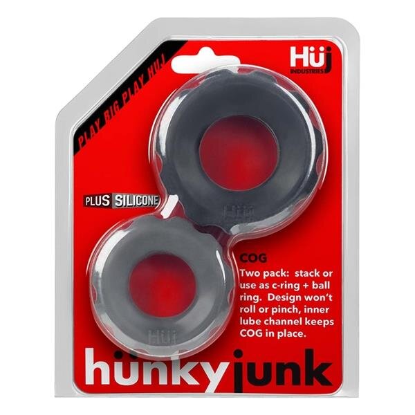 Hünkyjunk Cockring 2-Size Pack - Black Tar + Stone