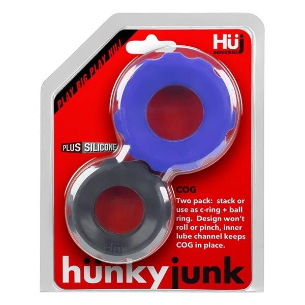 Hünkyjunk Cockring 2-Size Pack - Cobalt + Black Tar