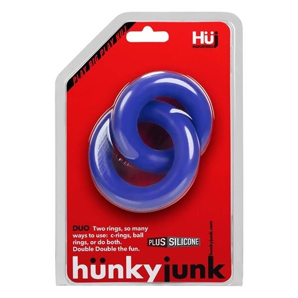 Hünkyjunk Cock & Ball Rings Duo-Linked Cobalt