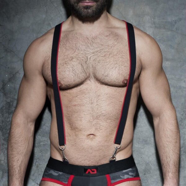 Addicted ADF89 Zipper Suspenders Red