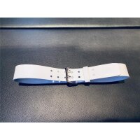 R&Co Leather Belt 5 cm With Double Buckle White