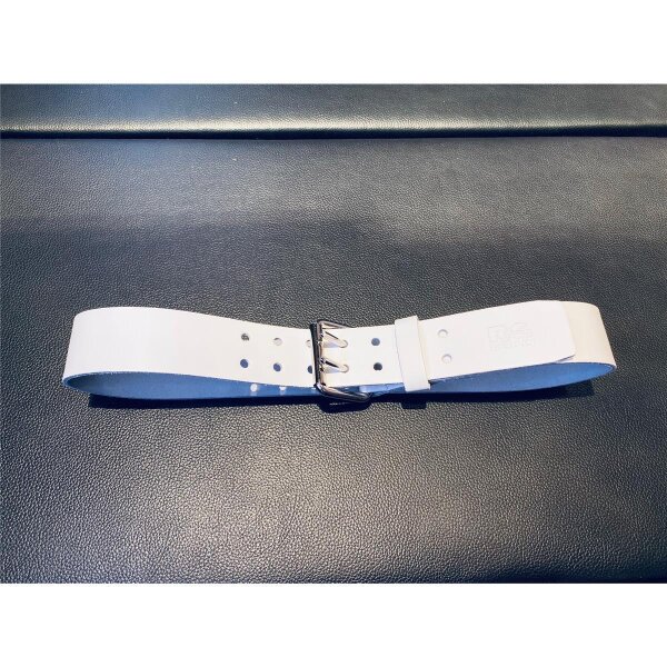 R&Co Leather Belt 5 cm With Double Buckle White W 085