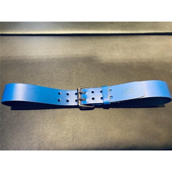 R&Co Leather Belt 5 cm With Double Buckle Blue W 085