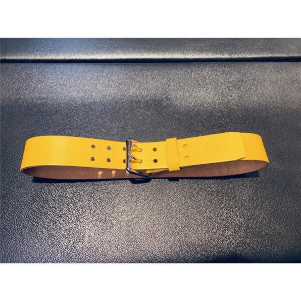R&Co Leather Belt 5 cm With Double Buckle Yellow